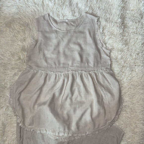 BloomChic tan Wide Leg matching set of top/pants linen 1x - Picture 2 of 4